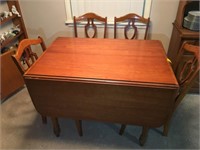 DROP LEAF TABLE, MAPLE & 4 CHAIRS