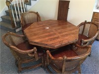 Wooden octagonal table & chairs