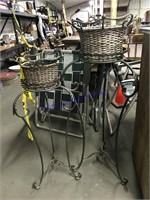 Pair of wicker/ metal plant stands