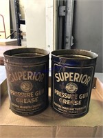 Superior Pressure Gun Grease tins, pair