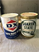 Quaker State, DX oil cans, full