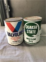 Valvoline, Quaker State oil cans, full