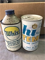 Whiz can(empty), Hi-Temp anti-freeze(full)