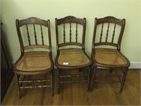 3 walnut chairs