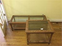 Pair of glass topped tables