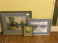3 pieces of framed art