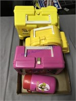 Train, taxi, Barbie lunch boxes, Barbie thermos