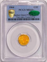 G$1 1864 PCGS MS68+ CAC