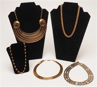 5-Vintage Gold Toned Necklaces