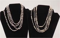 2 Faux Pearl Silver and White Necklaces