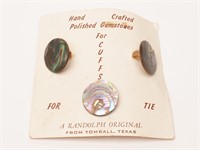 Abalone Cufflinks and Tie Pin
