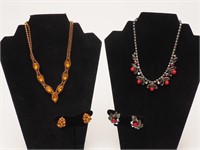 2 Rhinestone Necklace/Earrings Sets