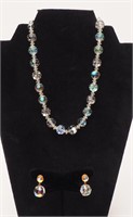 Iridescent Crystal Necklace and Earrings