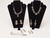 3 Rhinestone Necklaces and 4 Pair of Earrings