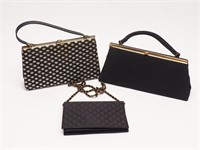 3 Vintage Black Ladies Handbags