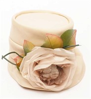 Vintage Ivory and Floral Pill Box Hat