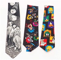 2 Looney Tunes and 1 3-Stooges Ties