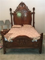 Victorian mahogany carved bedframe