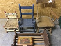 Rocking chairs and doll crib
