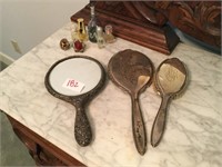 Vintage Silver hand mirrors, brushes