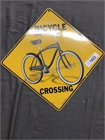 Bicycle crossing tin sign 12" X 12"