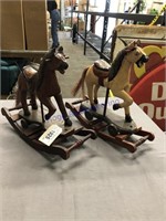 pair of wooden rocking horses 13" long