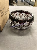 glass bowl- red trim 4inches