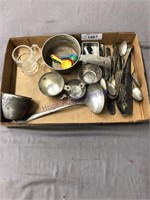 Silverware, metal dishes, mug