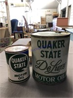 Quaker state motor oil cans 1 qt & 1gal. 1 full