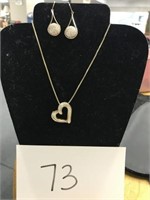 STERLING AND CZ NECKLACE AND EARRING SET