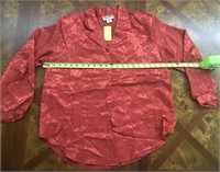 NWT 1990s RED SATIN BLOUSE CARIBOU SIZE 18