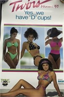 VINTAGE 1991 TWINS SWIMSUIT POSTER ADVERTISE