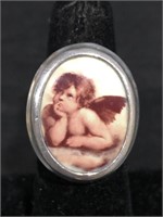 .925 STERLING SILVER RING WITH RAPHAEL'S ANGEL
