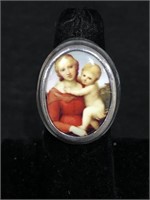 .925 STERLING SILVER RING W/ MOTHER-AND-CHILD