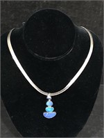 .925 STERLING SILVER 18" NECKLACE WITH OPAL DROP
