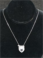 .925 STERLING SILVER NECKLACE WITH LCD "MOM" HEA
