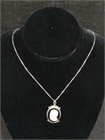 .925 STERLING SILVER NECKLACE WITH BLACK ONYX AND