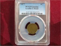 1877 INDIAN HEAD CENT GRADED GENUINE
