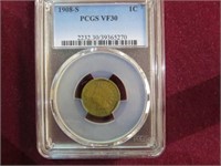 1908 S INDIAN HEAD CENT GRADED VF30