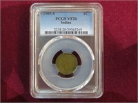 1909 S INDIAN HEAD CENT GRADED VF20
