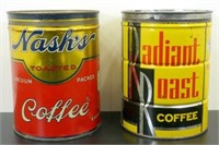 2 Vintage Key Wind Coffee Tins - Nash's & Radiant