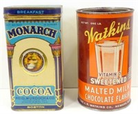 Vintage Monarch Hinged Lid Cocoa Tin & Watkins