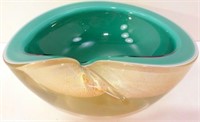 Art Glass Geode/Heart Shaped Turquoise Bowl -