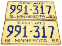 Pair of 1954 Minnesota License Plates