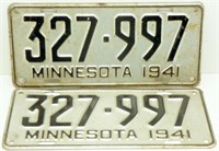 Pair of 1941 Minnesota License Plates
