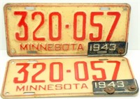 Pair of 1943 Minnesota License Plates