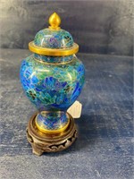 SMALL CLOISONNE VASE ON STAND