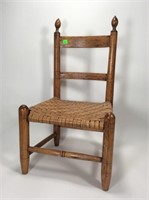 Oak Childs ladder back chair, urn top - 24”t, oak