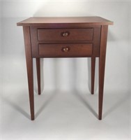 Cherry two drawer tapered leg bedside