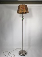 Pewter colored floor lamp 60”t - damaged shade